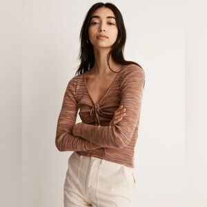 Madewell Space-Dyed V-Neck Cinched Sweater